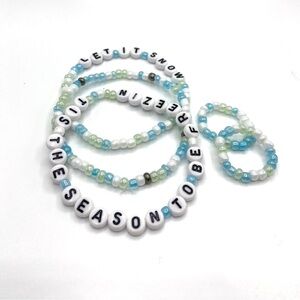 Let it Snow Beaded Bracelets and Rings Set